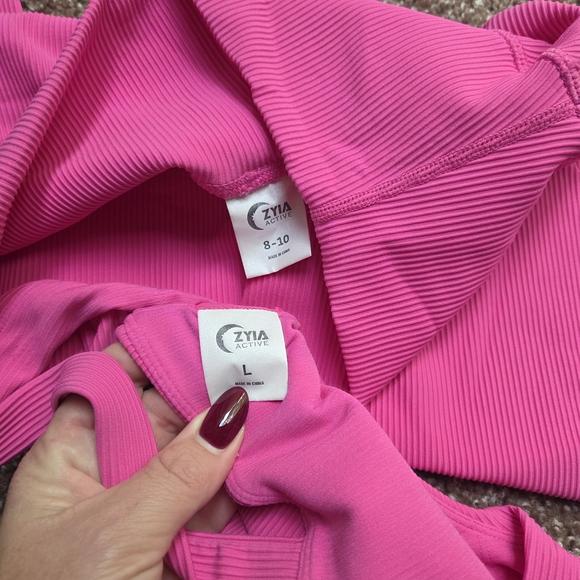 Active USA Fuchsia Ribbed Activewear Set - Picture 3 of 3